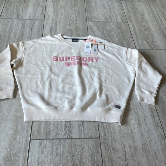 Superdry,cream,ribbed neck,arms and waist sweater for women,size-10 - Picture 1 of 9